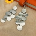 thumbnail image 7 of Multilayer Disc Earrings for Women Trendy Long Gold Silver Plated Brushed Textured Pattern Multiple Round Circle Statement Tassel Earrings Boho Geometric Jewelry, 7 of 7