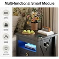 thumbnail image 5 of Farmhouse Nightstand Set 2 with Gun Drawer,Bedside Table with Charging Station and Human Body Senor,3 LED Lights Night Stand with 3 Drawers and Open Shelf,End Side Table for Bedroom(Black), 5 of 9