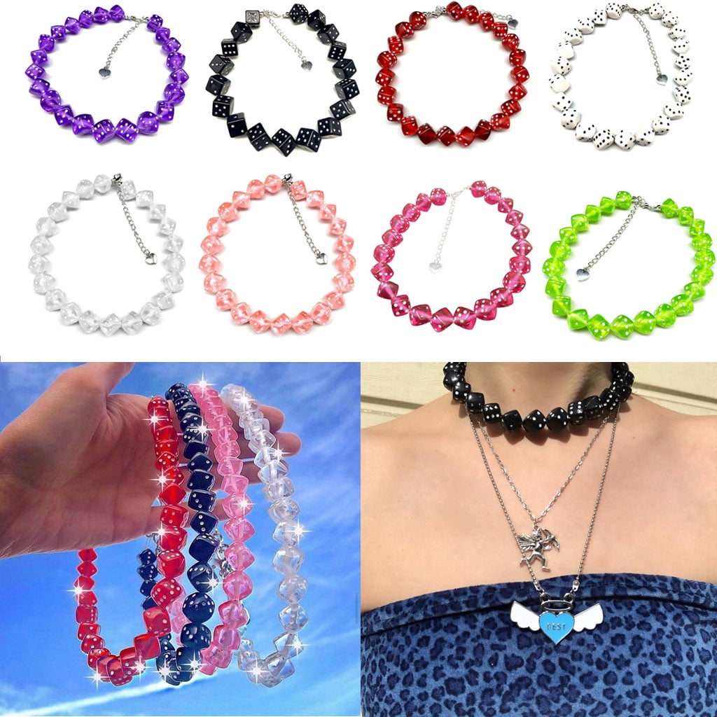 SHUANGSHI Bracelets, Colorful Acrylic Dice Beads Stretch Bracelets Funny  Game Lucky Dice Bracelets Women Fashion Jewerly-Black