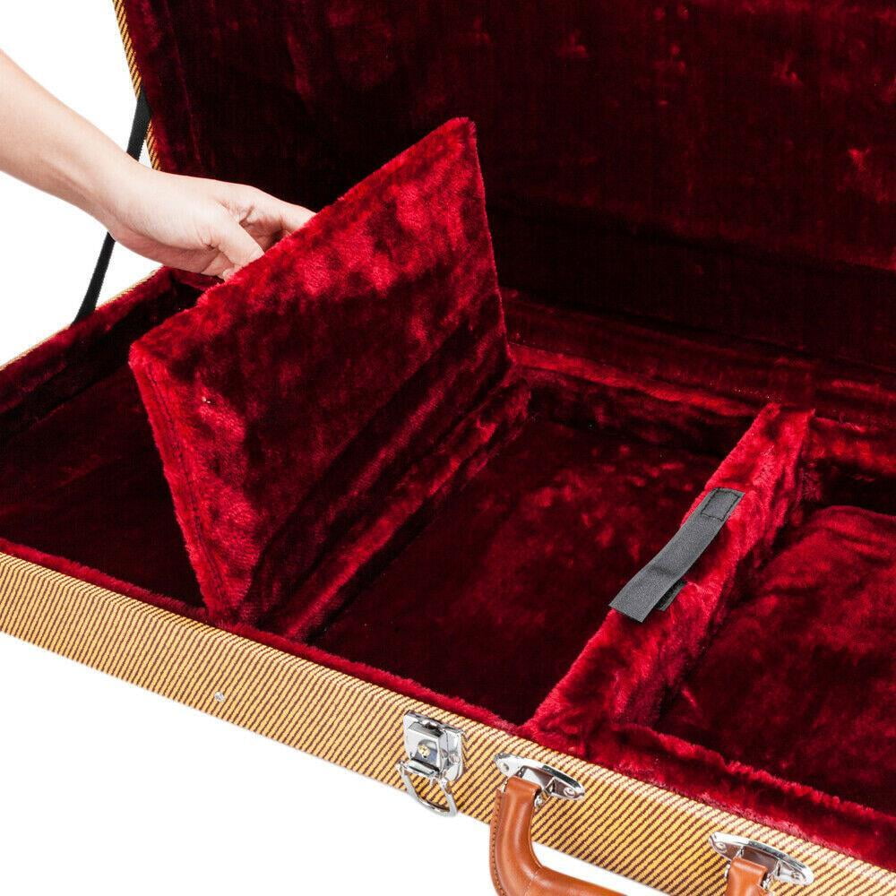 LINJH Electric Guitar Hard Case Bag Rectangular with Lock Yellow Color