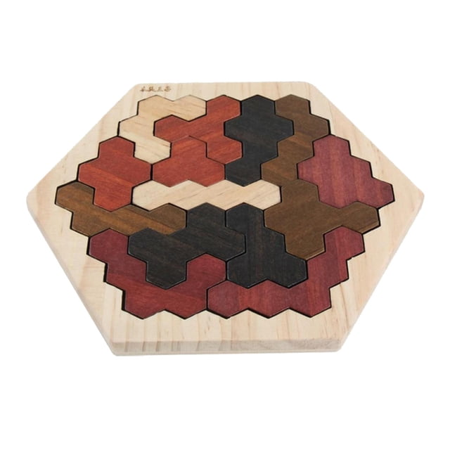 HILABEE Tangram Puzzle Chinese Handmade 3D Brain Teasers Blocks Board Games Play wood color