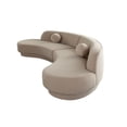 thumbnail image 3 of Benjara Zema 2 PC Sofa-Curved Modular Design-Camel Brown Fabric-2 Ball Pillows, 3 of 6