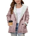 thumbnail image 4 of PINQI Teen Girls Fleece-Lined Parka Coats Open Front Tie Hooded Outwear Kids Fall Winter Thick Warm Long Jackets with Pockets, 4 of 7