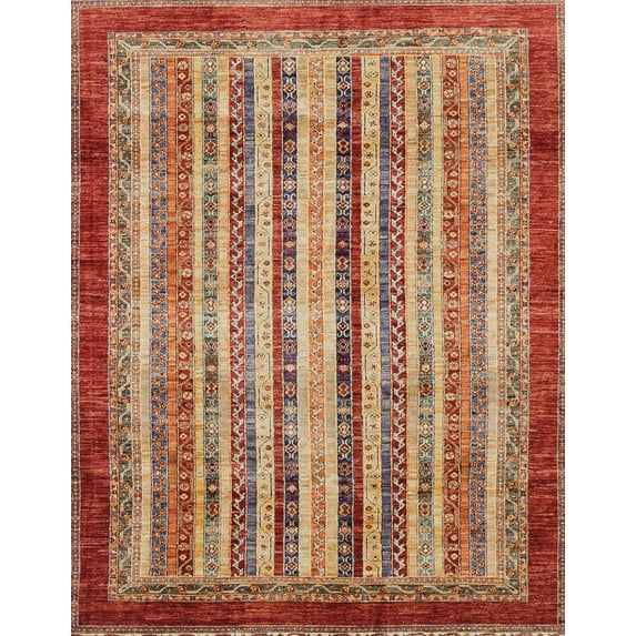 Ahgly Company Indoor Rectangle Abstract Red Abstract Area Rugs, 5' x 7'