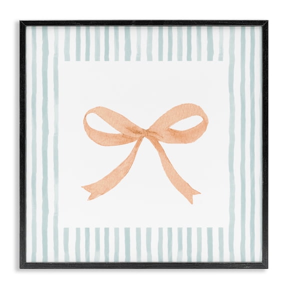 Stupell Industries Orange Bow with Stripe Border Black Framed Giclee Art, design by Patricia Pinto