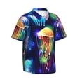thumbnail image 2 of Balery Transparent Jellyfishes Print Men's Hawaiian Shirts Short Sleeve Beach Shirt Relaxed Fit Vacation Button Down Shirts-X-Large, 2 of 9