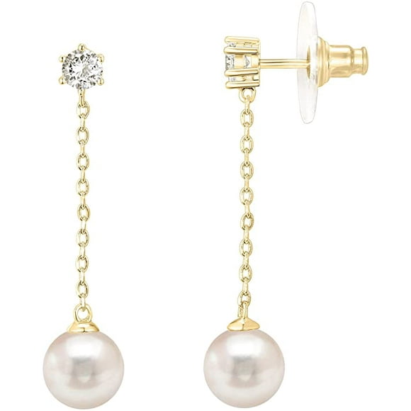 PAVOI 14k Gold Plated Sterling Silver Post Shell Pearl Drop Earrings | Pearl Earrings for Women