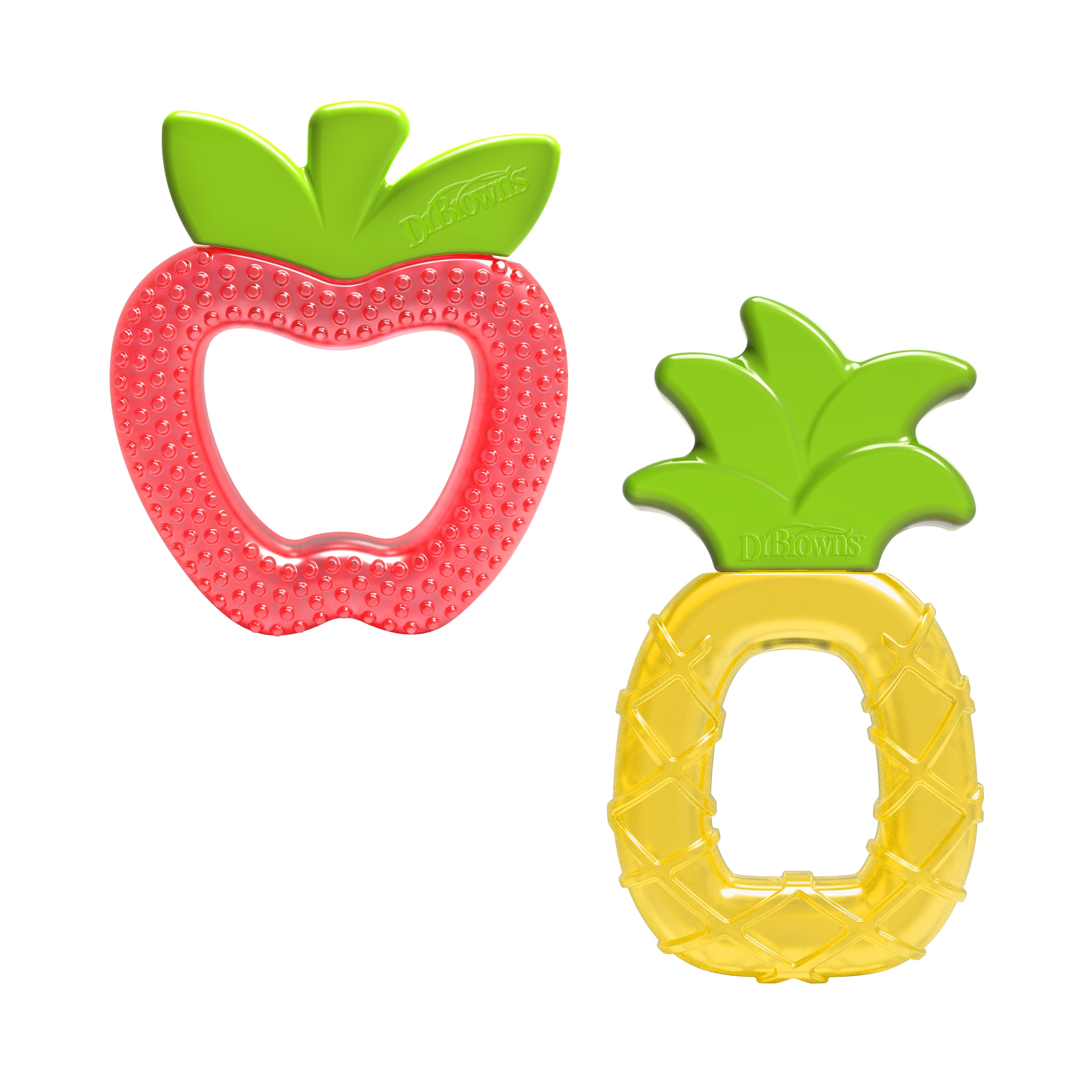 Dr. Brown's Aqua Cool Water-Filled Baby Teether, Cool Relief, BPA Free, Pineapple/Apple, 3m+, 2 Pack