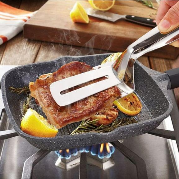 WHAMVOX Stainless Steel BBQ Tongs for Cooking Use with Mirror Finish and Hollow Design 2 Pieces