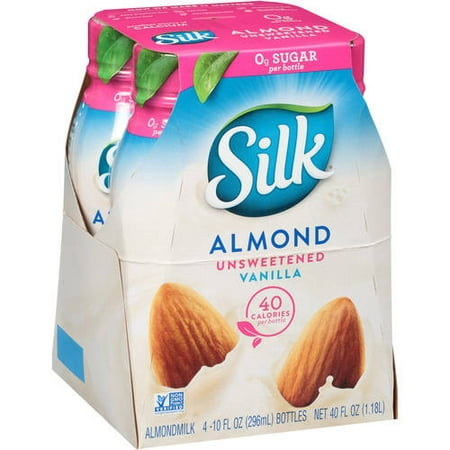 UPC 025293004344 product image for Silk Unsweetened Vanilla Almond Milk, 10 fl oz, 4 Count | upcitemdb.com