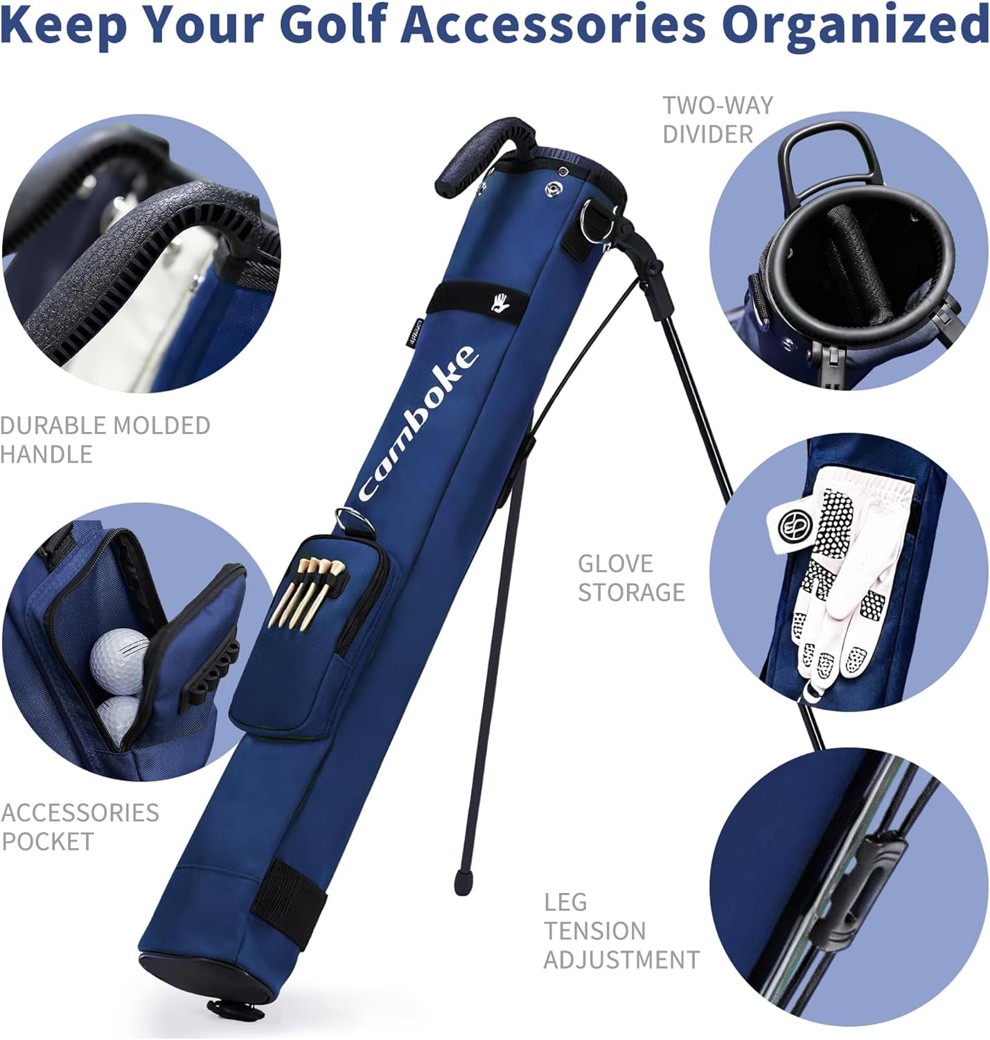 Lightweight Golf Stand Bag, Portable and Durable Golf Carry Bag with Padded Strap and Pocket, Sunday Bag for The Driving Range, 2-Way Divider Practice Bag for Men and Women,Lightweight Golf Stand Bag