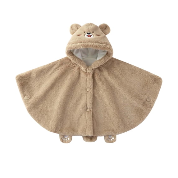 ATOGUTA Blanket Hoodie for Kids Button Down Fleece Hooded Cape Comfy Hoodie Boys Girls Size 1T-7, Khaki