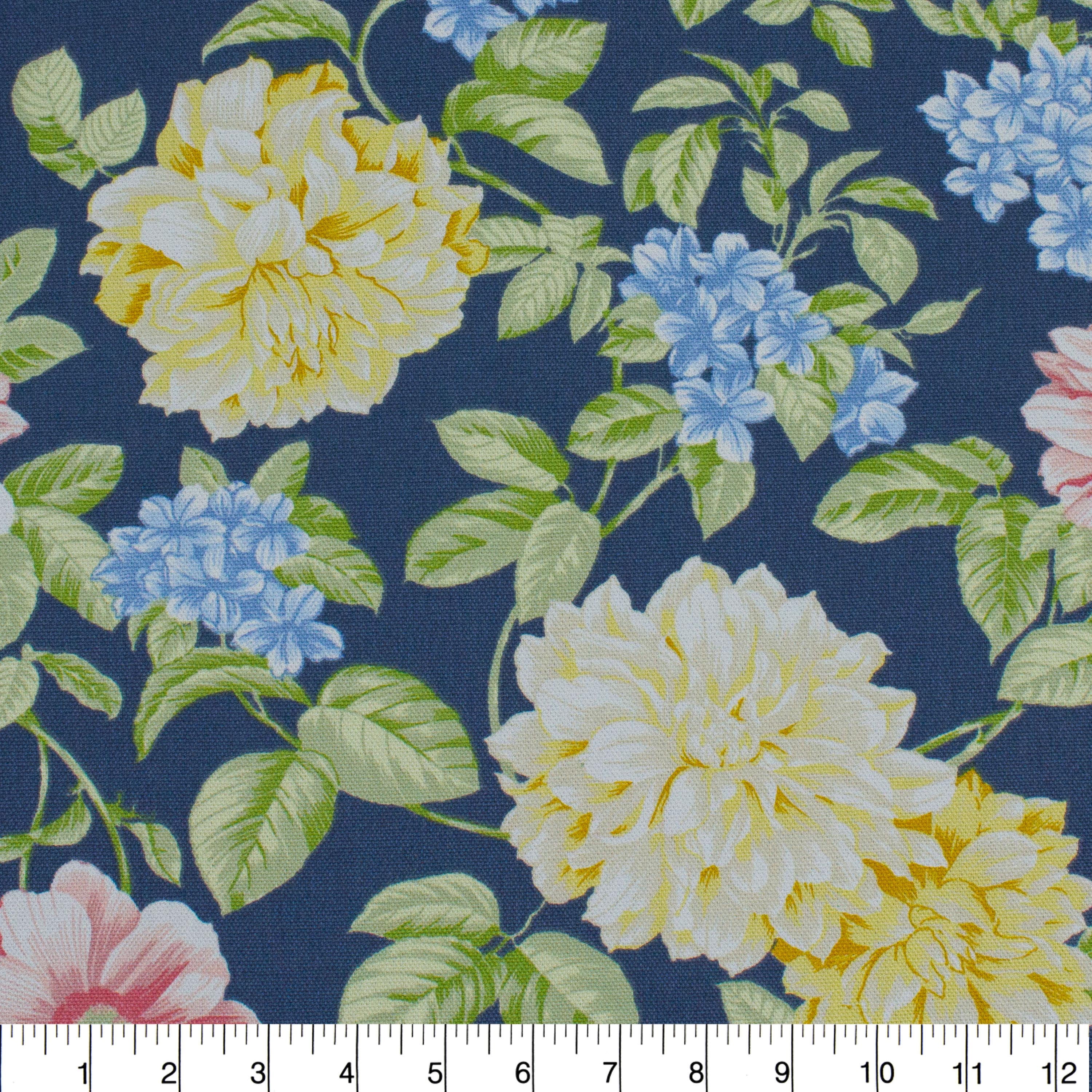 Better Homes & Gardens 100% Cotton Flower Garden Blue, 2 Yard Precut Fabric
