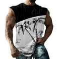 thumbnail image 2 of Vivianyo HD Men's Sleeveless Vest Top Summer Men Casual Fashion Patchwork Printing Pullover Round Neck Sports Tank Tops, 2 of 6