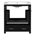 thumbnail image 5 of 30" Freestanding Bathroom Vanity Cabinet with Single Undermount Sink Solid Wood Frame Bathroom Storage Cabinet Built-in Shelves Drawers, Black, 5 of 6