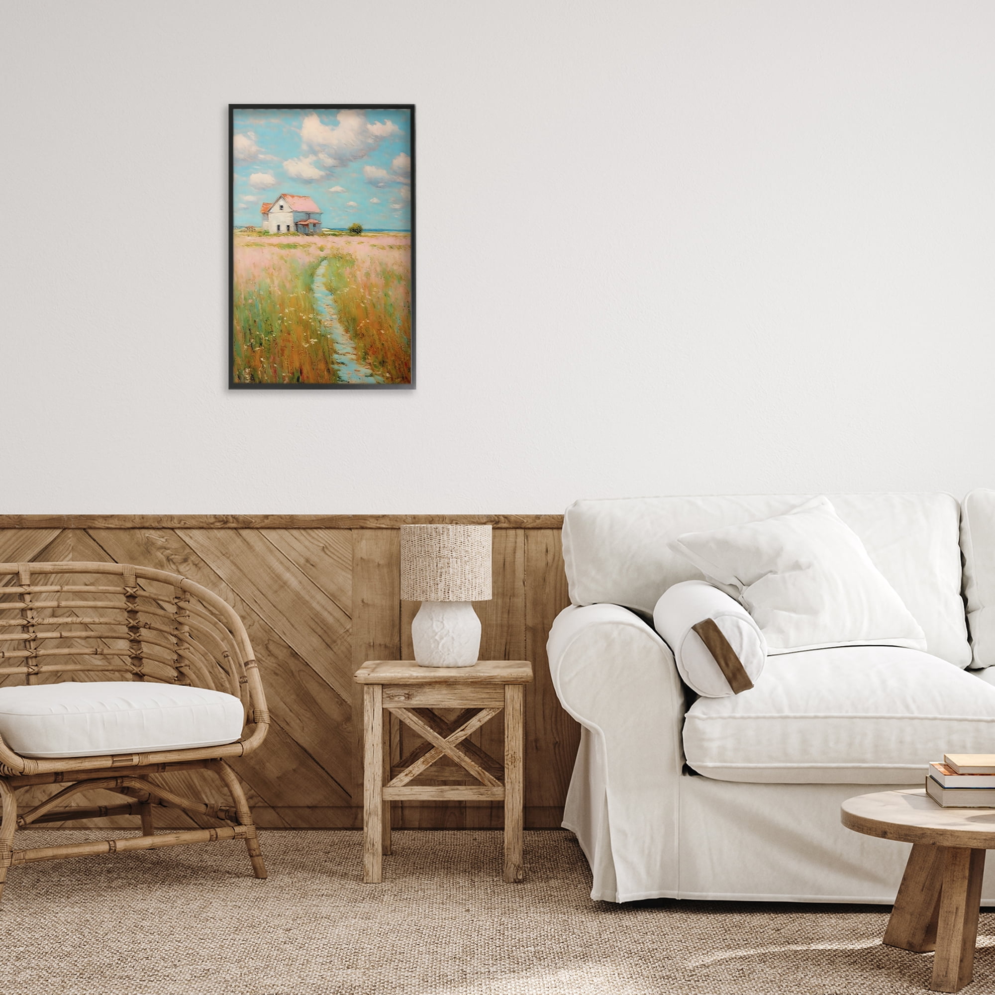 Stupell Industries House in Field of Flowers Black Framed Giclee Art, design by Creative Studio