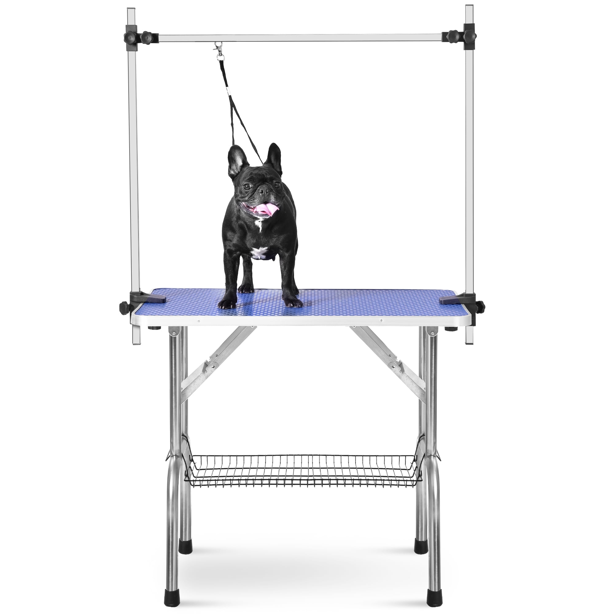 Pefilos 36" Folding Dog Pet Grooming Table for Medium Small Dogs Professional Portable Trimming Table with Arm/Noose/Mesh Tray, Blue Pefilos 36" Folding Dog Pet Grooming Table for Medium Small Dogs Professional Portable Trimming Table with Arm/Noose/Mesh Tray, Blue