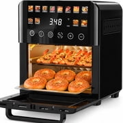 Patbrela 12QT Air Fryer Toaster Oven, 24H Delay Start Timer, 12 Preset Menus, Full-Color Touchscreen, 1500W Broi, Dehydrate, Bagel, Seafood for Home