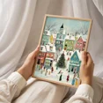 thumbnail image 5 of Retro Winter Village Poster Printable Whimsical Pastel Christmas Wall Art Snowy, Matte Canvas Stretched, Posters for Room Bedroom Living Room Bathroom Wall Decor, Posters & Art Prints, Gift., 5 of 7