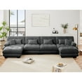 thumbnail image 3 of GAKMCIL 173.2" Loveseat Sofa, 4 Seater Modular Sectional Sofa, Large L Shaped Sectional Fluffy Couch, Chenille Cloud Couch with 2 Ottoman, Deep Seat Sofas for Living Home, 3 of 9