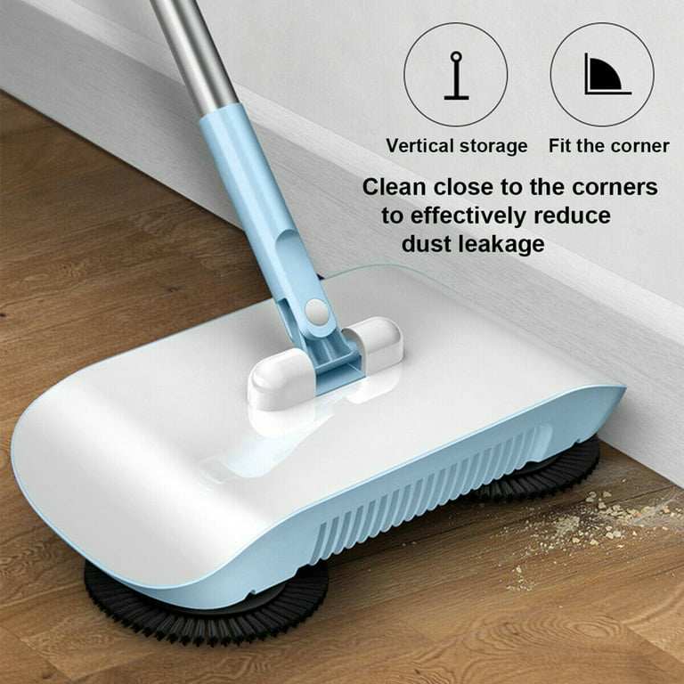 SHCKE 3 in 1 Sweeper Mop Vacuum Cleaner Hand Push Floor Cleaner Upgrade  Soft and Thick Brush + Microfiber Mop Easy to Use 