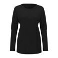 thumbnail image 6 of Floleo Clearance Womens Tops Long Sleeve Shirts Fall Clearance Women Long Sleeve Casual Loose Fit Tunic Tops With Pockets Crewneck Sweatshirts Black, 6 of 6