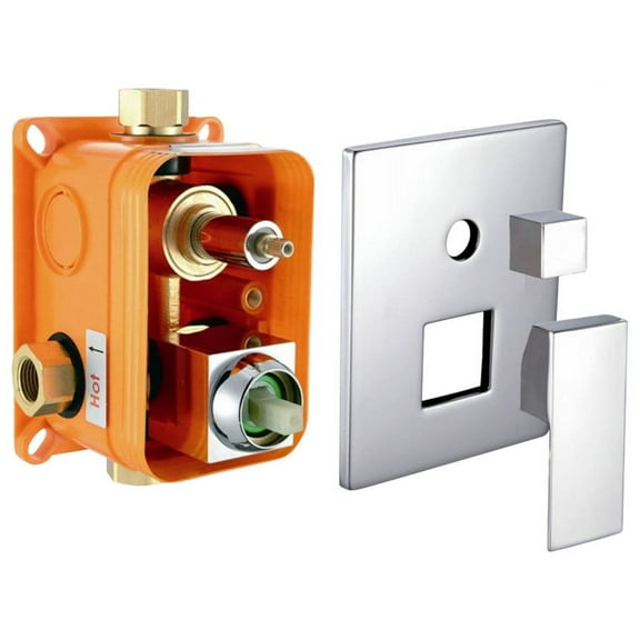3-Way Rough-In Valve With Cover Plate, Handle and Diverter, Chrome Finish