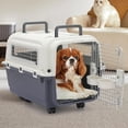 thumbnail image 4 of 18 Inch Hard-Sided Plastic Dog Carrier with Sturdy Handle, 4 Sides Ventilation for Pet Up 22 lbs Small Dogs and Cats Longer Traveling, White+Grey, 4 of 5