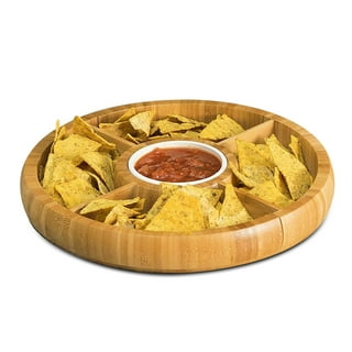 Cactus Chip And Dip Serving Set - 13x12 Inch Glossy Ceramic Southwest Green Platter With Bowl