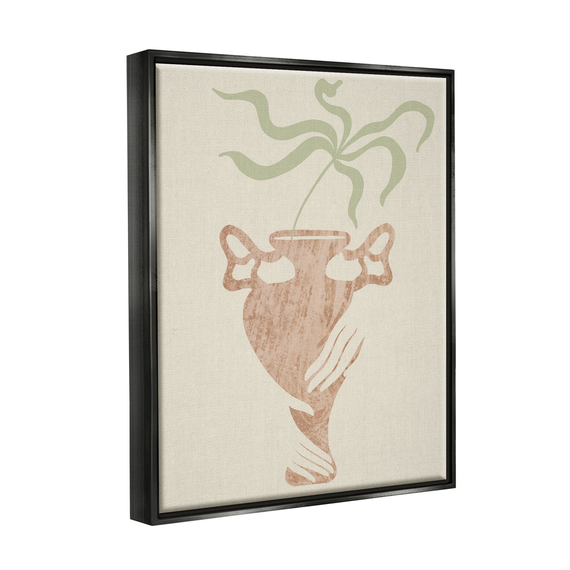 Stupell Industries Hands Holding Brown Vase Botanical Plants Design Metallic Gold Framed Floating Canvas Wall Art, 24x30, by Lil' Rue