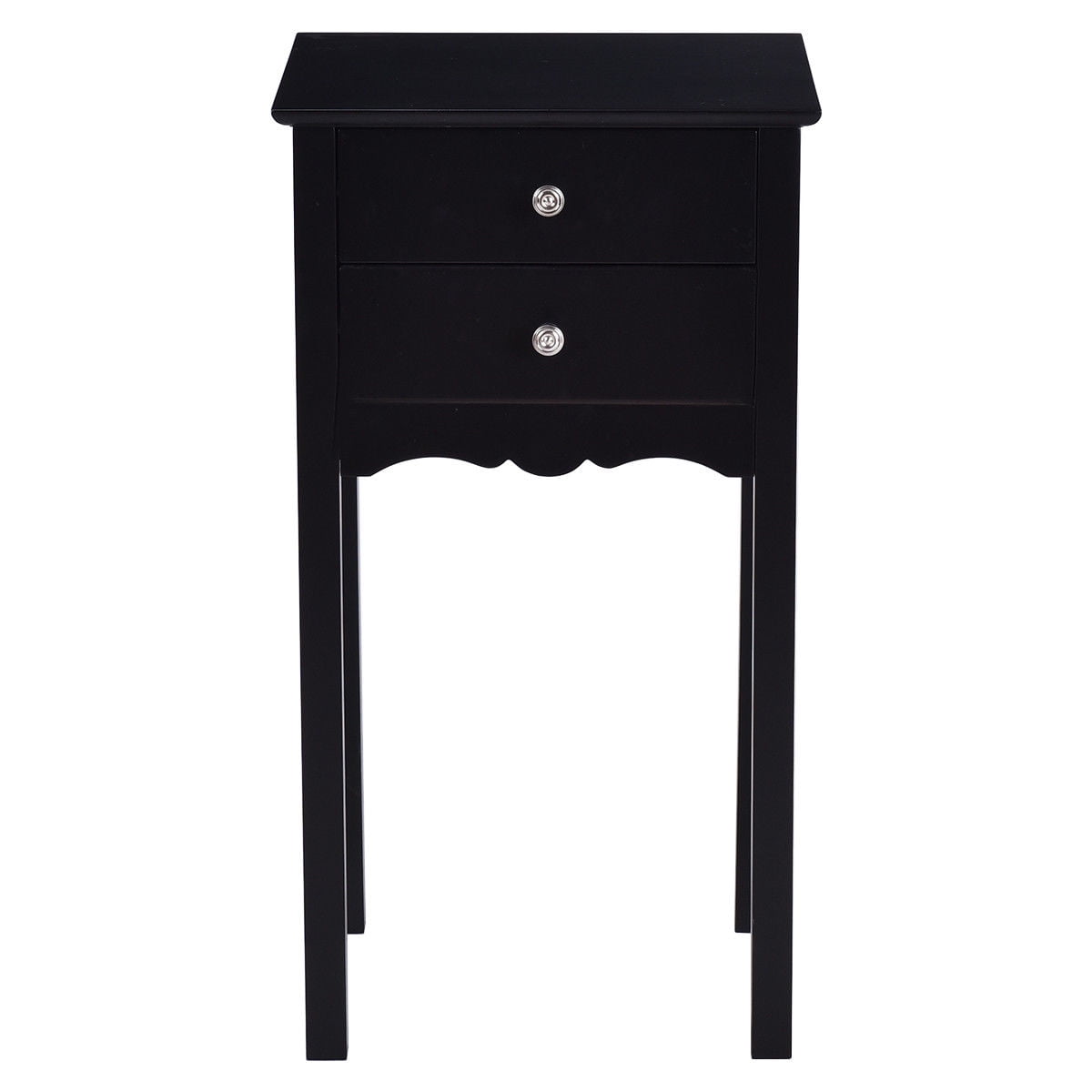 Gymax 2 PCS Side Table End Accent Table Night Stand W/ 2 Drawers Black