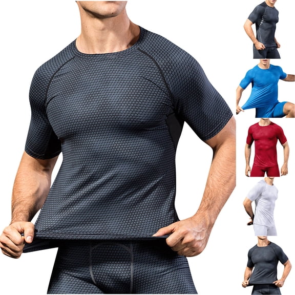 Xunlbb Mens Shirt T-Shirt for Men Solid Color Drying Sport Train Short Sleeved Round Neck Shirts on Clearance, S-2XL