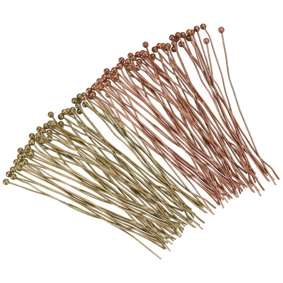 Uxcell 200Pcs Plated Ball Head Pins 24 Gauge 50mm Wire Head Pins Brass Ball Head Pins End Head Pins for Jewelry Making, Bronze and Purple Bronze