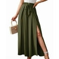thumbnail image 2 of Women'S Casual Split Wide High Waist Palazzo Flowy Beach Pants Summer Boho Lounge with Pockets Olive Green L, 2 of 9
