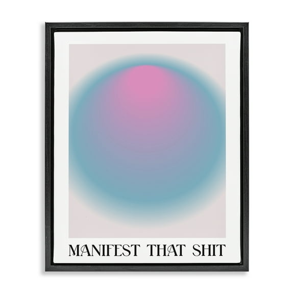 Stupell Industries Manifest Phrase with Ombre Text & Numbers Painting Black Floater Framed Canvas Art Print Wall Art, 17 x 21