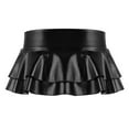 thumbnail image 2 of Zaldita Women's Shiny Metallic Mini Skirt Latex Pleated Micro Skater Skirt Rave Party Nightout Clubwear Black M, 2 of 7