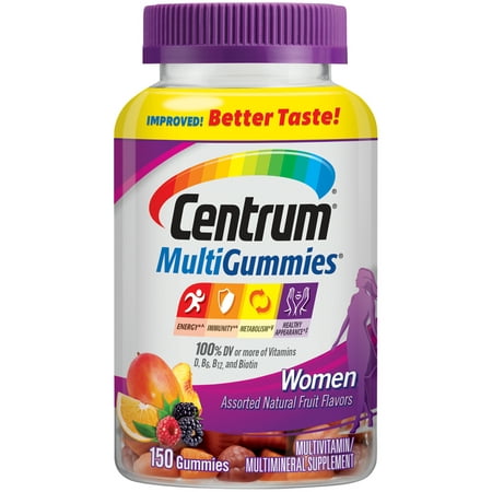 (2 pack) Centrum Women MultiGummies (150 Count, Assorted Natural Fruit Flavors) Multivitamin/Multimineral Supplement (Best Vitamin Supplements For Teenage Girls)