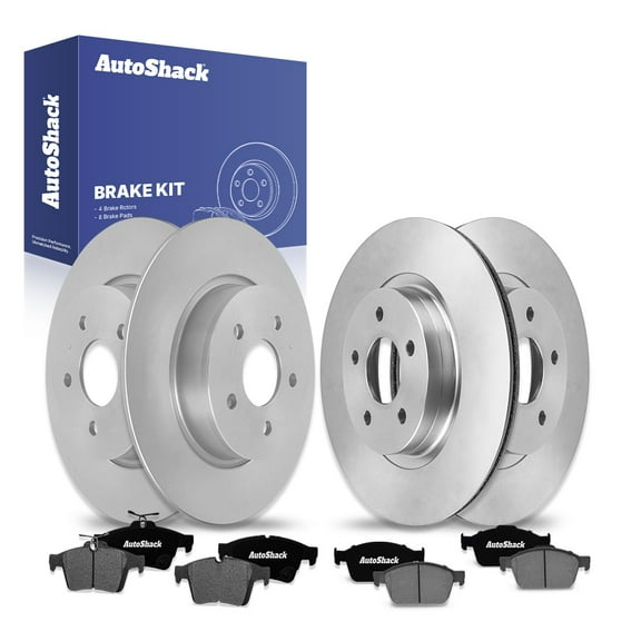 AutoShack Front Vented & Rear Solid Brake Rotors   Ceramic Pads 12-PC Brake Kit Replacement for 2014 Ford Transit Connect