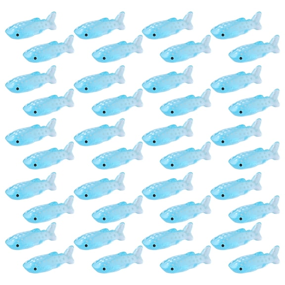 50Pcs Whale Miniature Figurines Resin Mini Figurine Light Sky Blue Whale Figurine Ocean Theme Figurine Fish Ocean Animals Model Accessories Kit