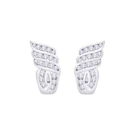 Channel Set Diamond J-Hoop Earrings in 10K White Gold (1 cttw, G-H, I2-I3)