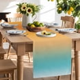 thumbnail image 2 of Table Runner 36 Inches Long for Kitchen Dining, Teal Orange Ombre Dresser Scarf Farmhouse, Dining Table Decorations for Wedding/Parties, Modern Geometric Striped Abstract Art 13 x 36 In, 2 of 9