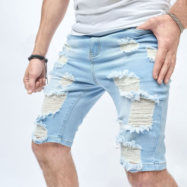 JXMVOJ Men's Ripped Denim Shorts & Jeans Mid-length Pants