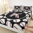thumbnail image 3 of Homewish Baseball Initial Letter Twin Sheet Sets, Cartoon Monogrammed K Twin Fitted Sheet, Kawaii Ball Print Flat Sheet, Lightweight Room Decor, 3 Pieces, 3 of 7