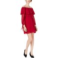 thumbnail image 1 of maison Jules Womens Ruffled Off The Shoulder Shift Dress, Red, X-Small, 1 of 7