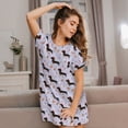 thumbnail image 3 of Picia Dachshund Dog Puppy Pattern Women’s Nightdress – Casual Short-sleeved Loose-Fit Sleepwear, Soft Cotton Short-Sleeve Sleep Shirt for Relaxation & Comfort, 3 of 6