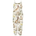 thumbnail image 7 of ITSAME Toddler Girls Jumpsuit, Spaghetti Strap Easter Bunny Print Loose Fit Festival Fashion Casual Romper Beige 1T, 7 of 7