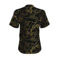 thumbnail image 6 of Zufioo Gold Gloss Outline Floral Print Women's Classic V-neck T-shirt, V-neck Short-sleeved Tops Home Wear, Suitable for Daily Life, Work, Outdoors-XX-Large, 6 of 6
