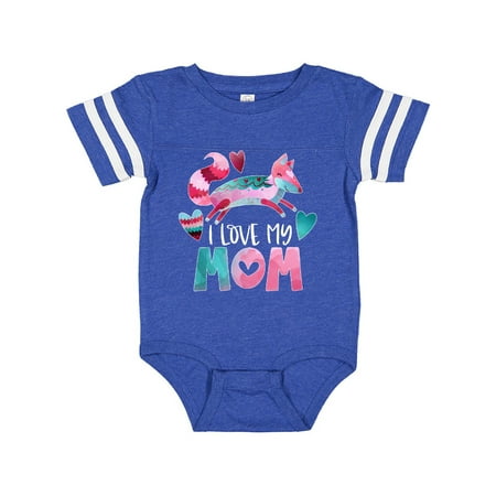 

Inktastic I Love My Mom Pink and Blue Fox with Hearts Gift Baby Boy or Baby Girl Bodysuit