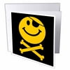 3dRose Pirate Smiley Face - Yellow Jolly Roger flag skull and crossbones smilie with eye patch - Greeting Cards, 6 by 6-inches, set of 12