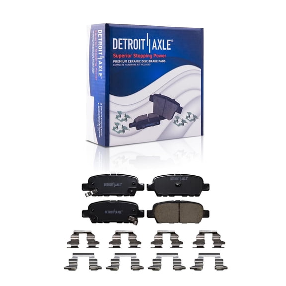 Detroit Axle - Rear 2pc Brake Pads for Nissan Altima 350Z Juke Maxima Murano Pathfinder Quest Sentra INFINITI FX35 FX45 G35 G37 M56 M35 QX60, 2 Ceramic Brake Pads w/Hardware Replacement